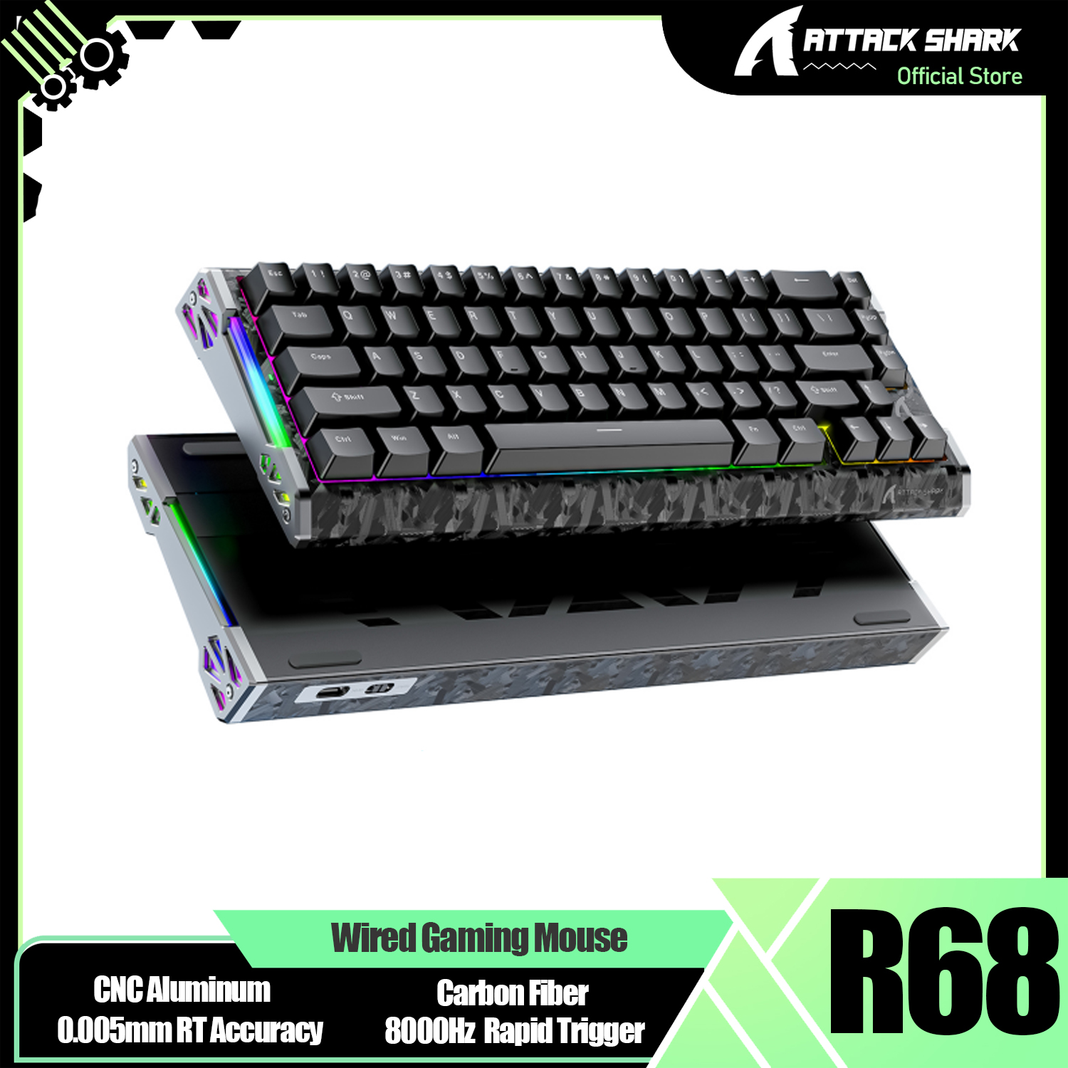 Gaming Keyboard Expensive - ATTACK SHARK R68 HE 8000Hz Carbon