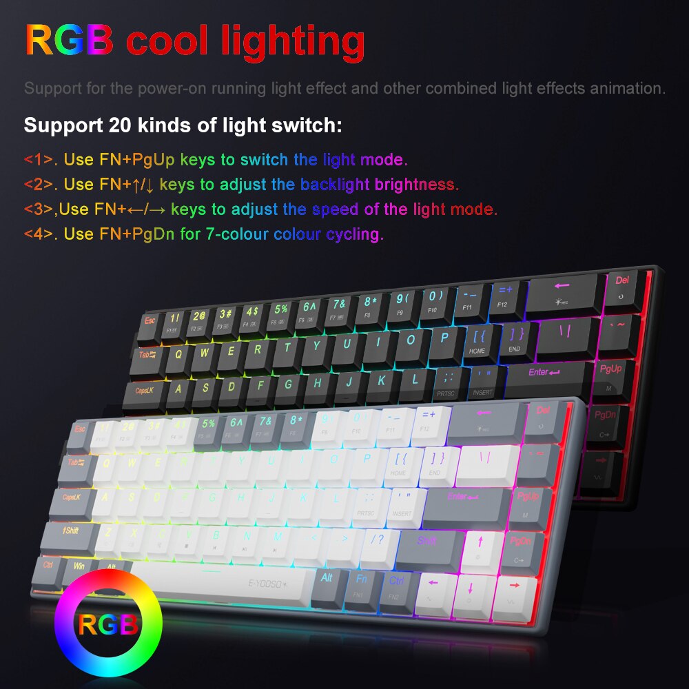 E-YOOSO A68 RGB Mini Slim USB  - Gaming Keyboard Bundle のレビューと価格