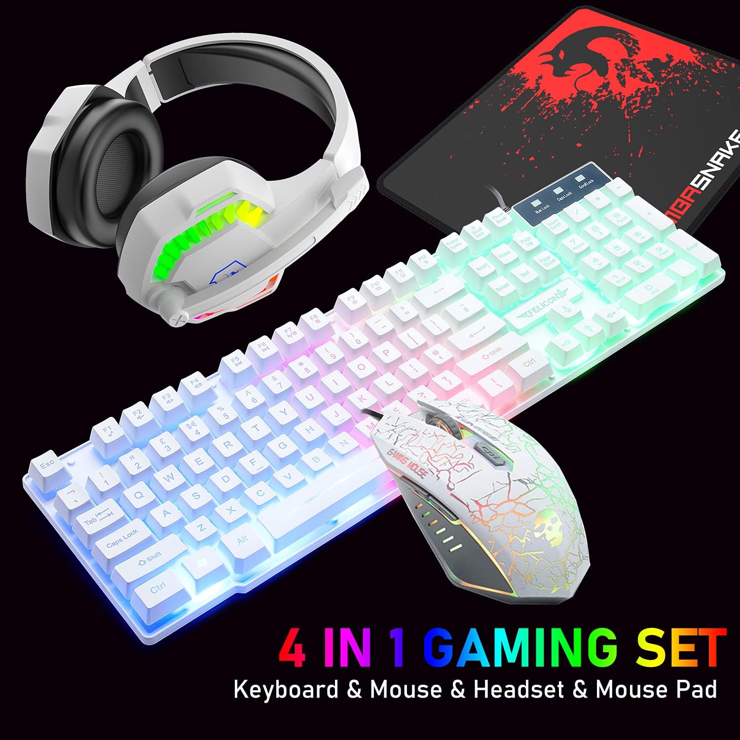 MAMBASNAKE T11 UK 100% Gaming  - Gaming Keyboard Mouse And Headset Combo のレビューと価格