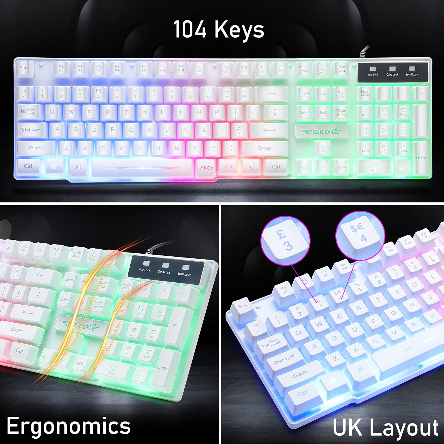 MAMBASNAKE T11 UK 100% Gaming  - Gaming Keyboard Mouse And Headset Combo のレビューと価格