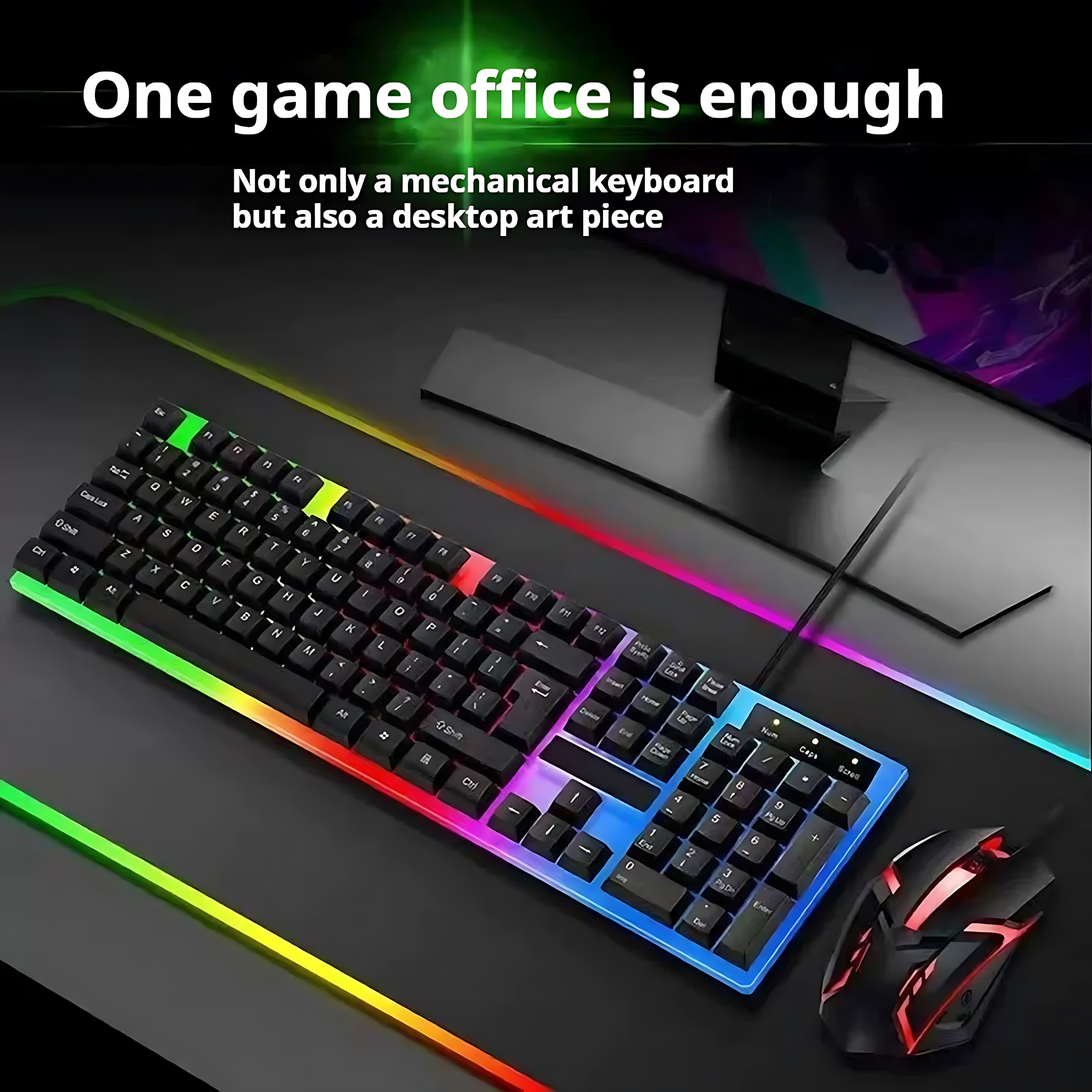 Rainbow Backlit Wired Keyboard - Gaming Keyboard Bundle のレビューと価格