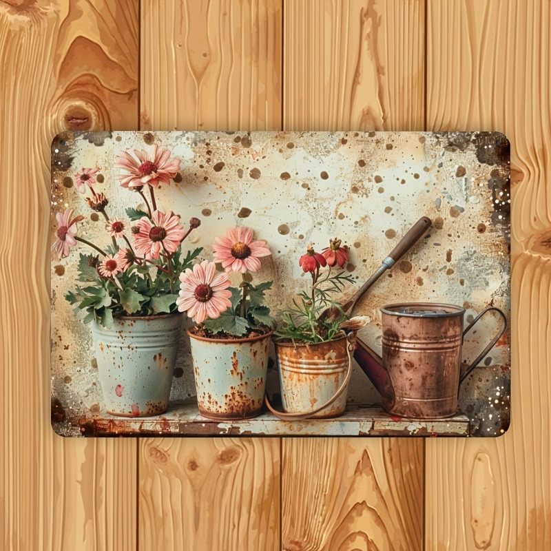 Vintage Floral Metal Tin Sign  - Brass Weight Plate のレビューと価格
