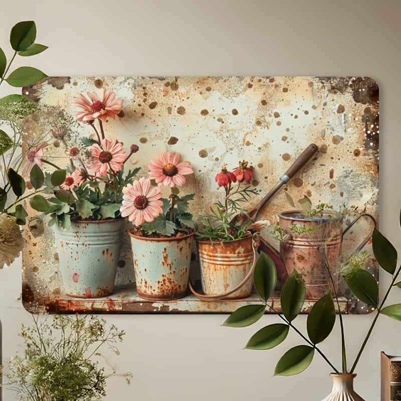 Vintage Floral Metal Tin Sign  - Brass Weight Plate のレビューと価格