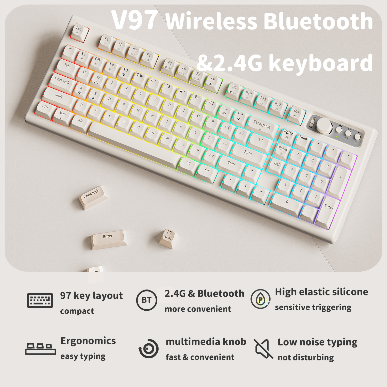 EWEADN V97 Cute Creamy Keyboar - Gaming Keyboard That Is Quiet のレビューと価格