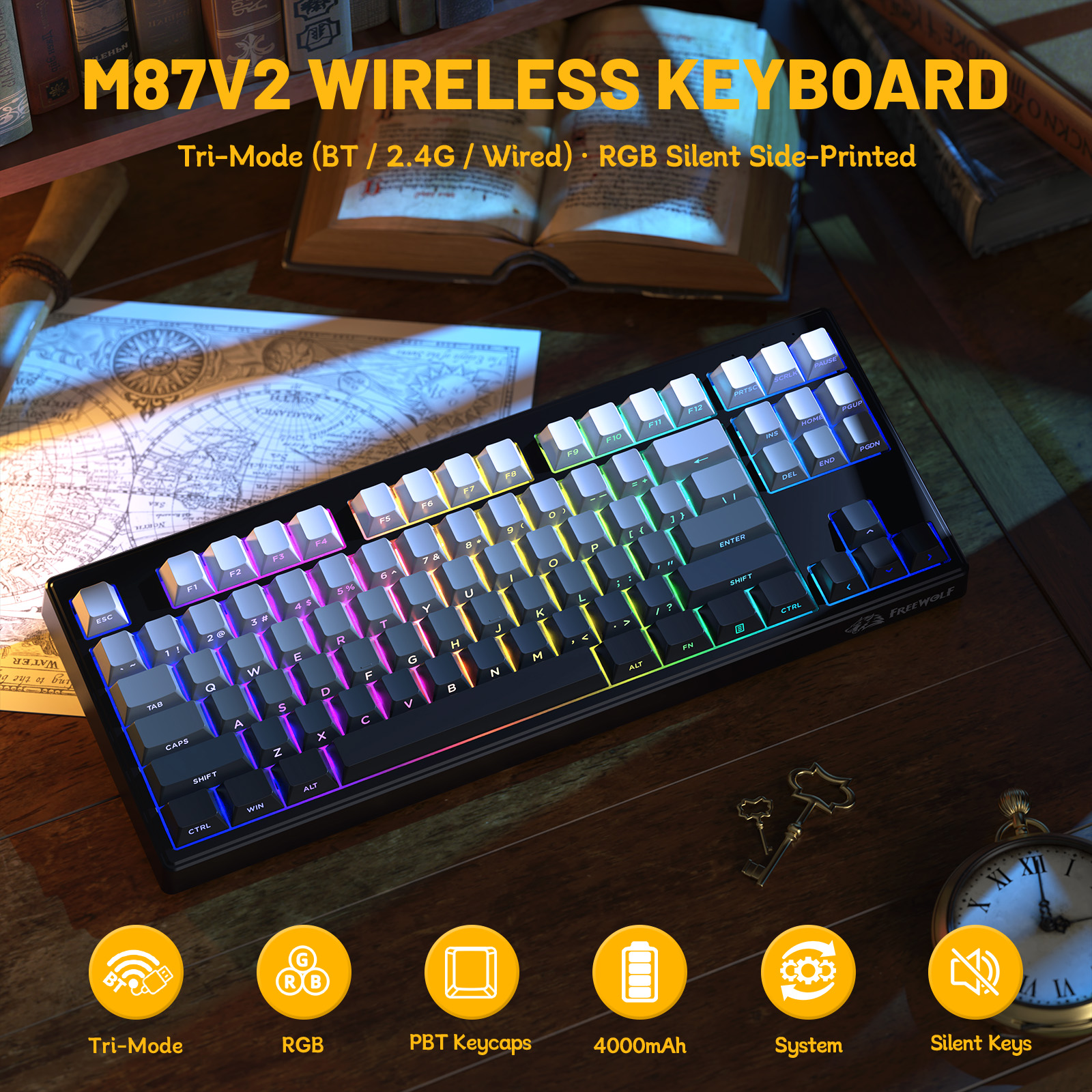 ZIYOULANG M87V2 87 Keys Tri-Mo - Gaming Keyboard That Is Quiet のレビューと価格