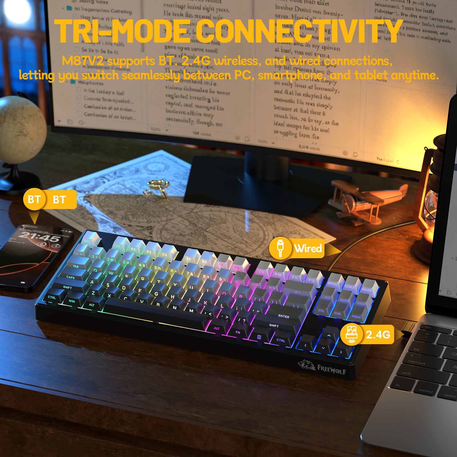 ZIYOULANG M87V2 87 Keys Tri-Mo - Gaming Keyboard That Is Quiet のレビューと価格